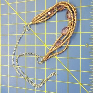 Pink Beaded & Silver 29" Necklace